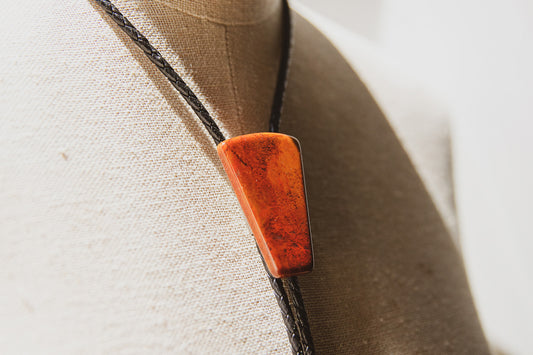 Orange Gemstone - Vintage Bolo Tie Necklace
