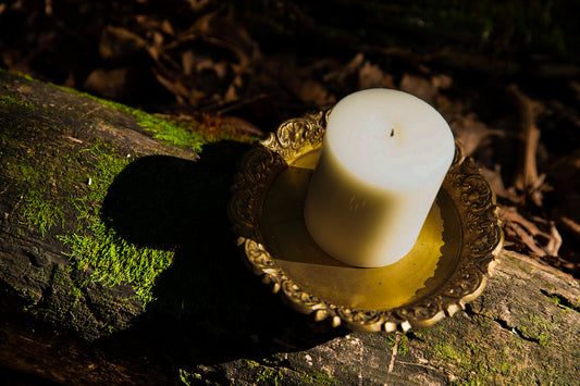 Footed Pillar Candle Holder, Candle Included