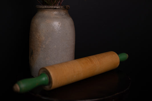 Vintage Wooden Rolling Pin, Green