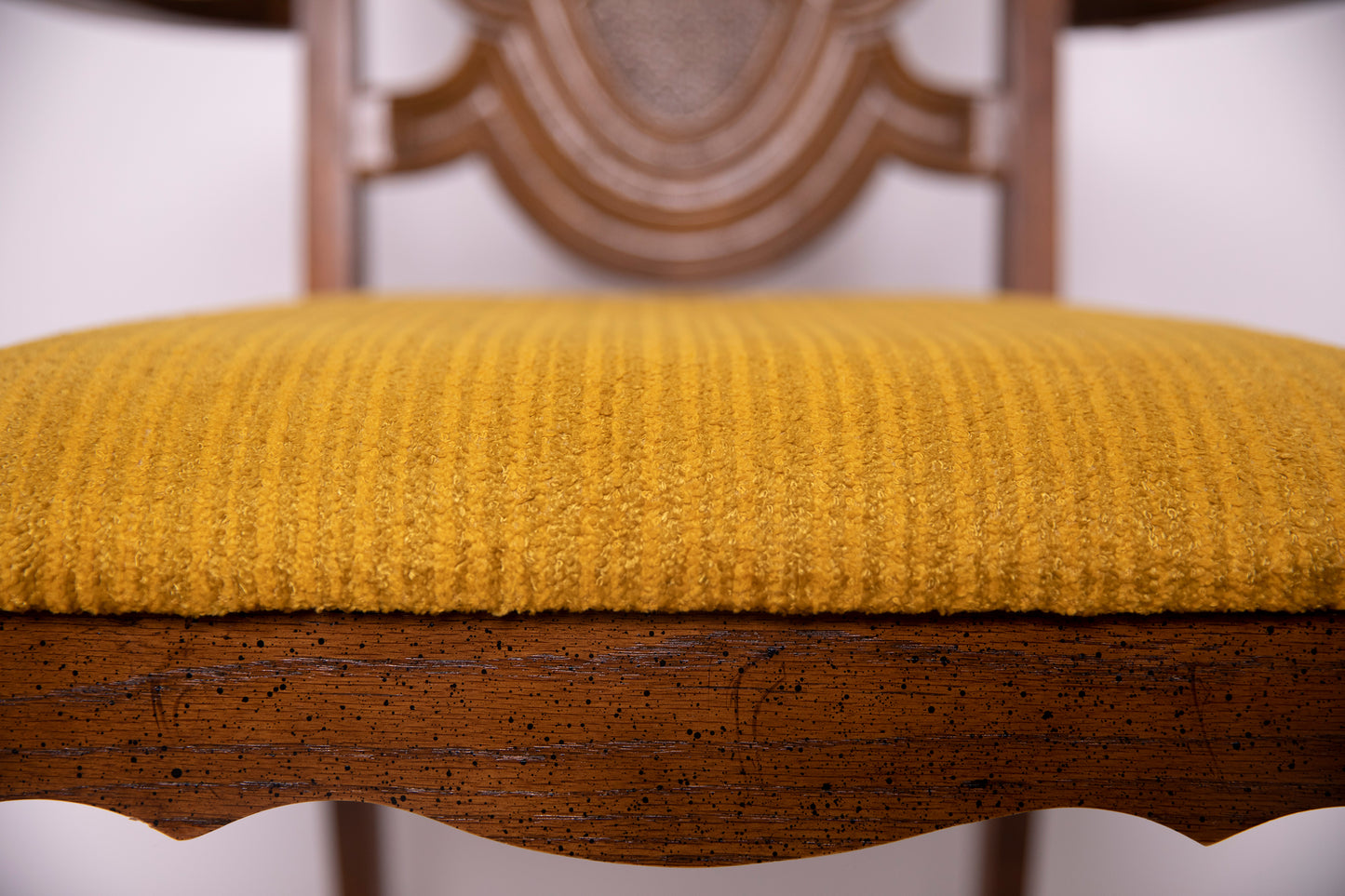 Vintage Armchair with Yellow Upholstery and Cane Back